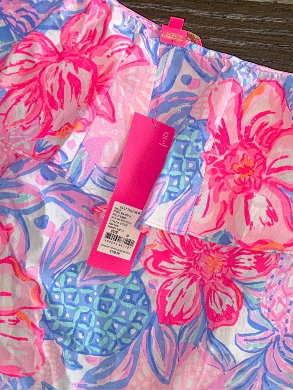 Lilly Pulitzer Pink and Blue Floral Ruffle Blouse